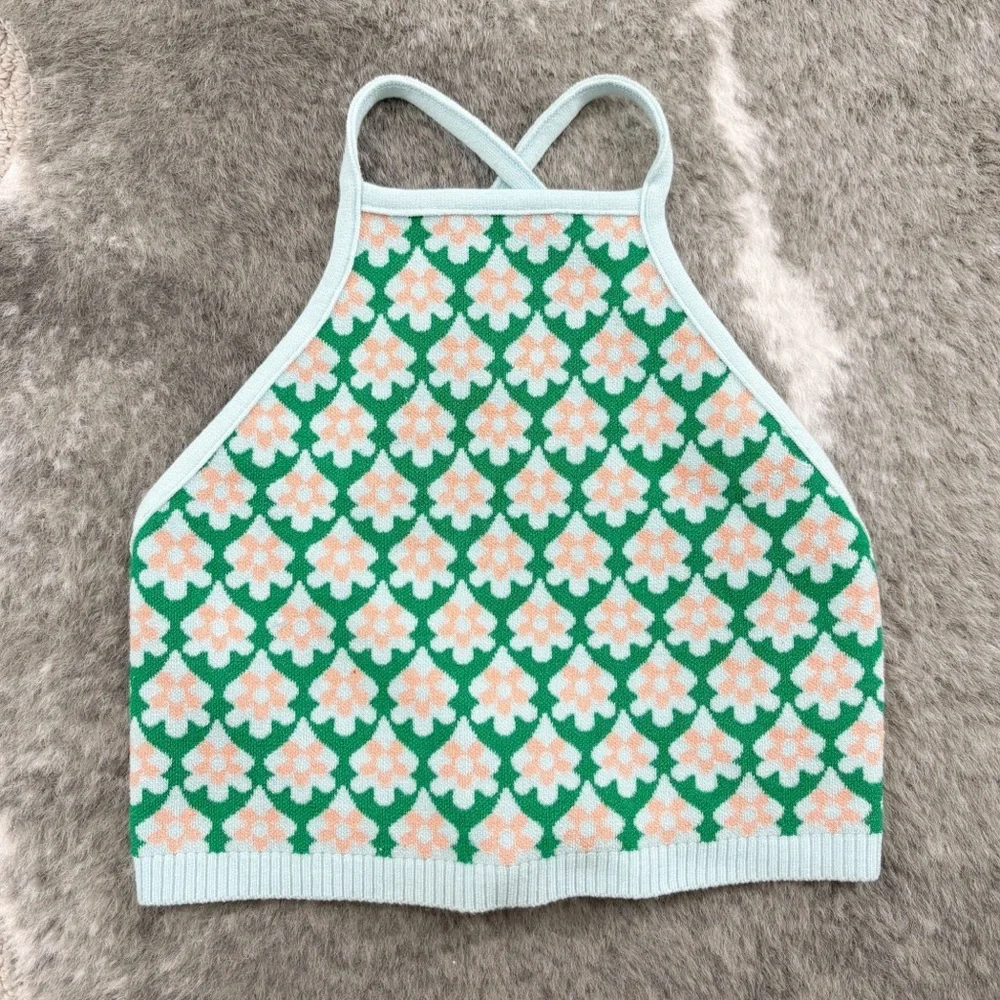 Debut High Neck Floral Crop Top Small - Picture 3 of 9